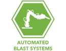 Sabre blast,Alpha1 robot,Automated Air Blast Systems,automated blast systems,robotic blast nozzle,indexing-turntable,programmable indexing turntable,automated oscillating blast guns,robotic arms blast nozzles,rotary blast heads,batch turntable blast,automated shot Peening Systems
